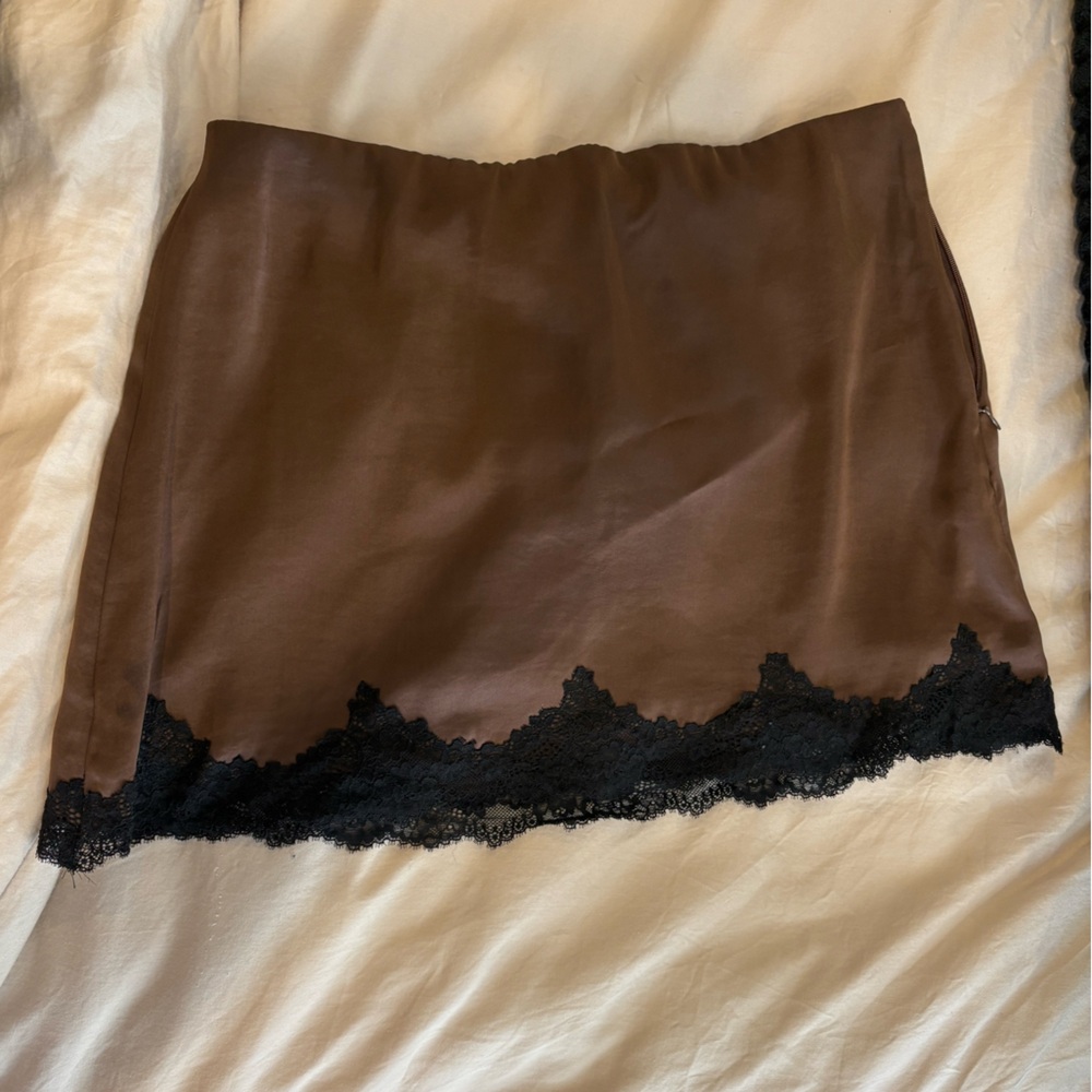 Abercrombie & Fitch Brown Chemise with Black Lace Trim